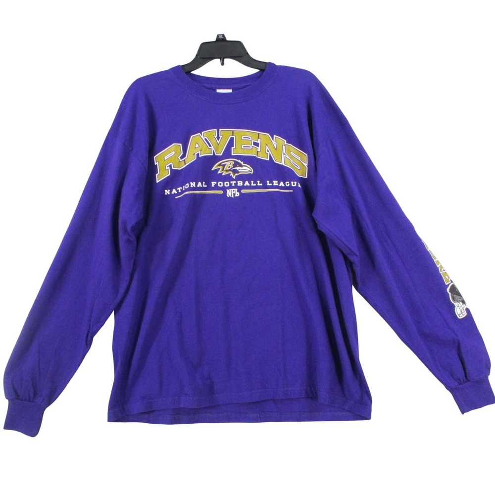 Gildan Baltimore Ravens NFL Long Sleeve T-Shirt Mens XL‎ Purple Football Graphic